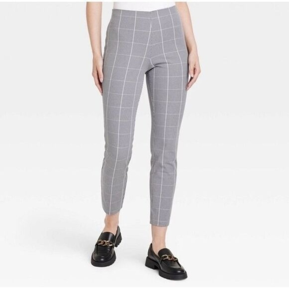 A New Day Ankle Pants Womens 17 Stretchy Gray Plaid‎ High Rise luxury